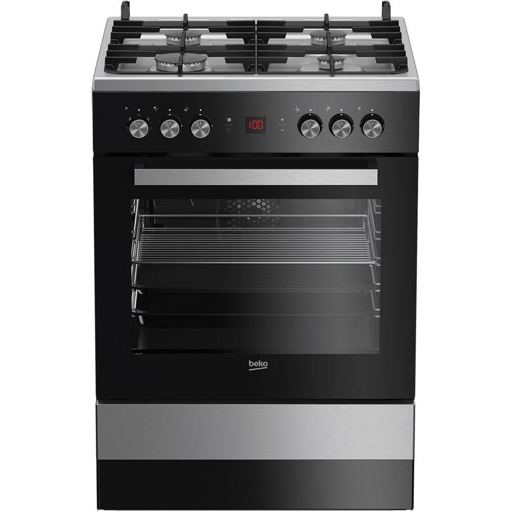 Aragaz mixt Beko FSM62530DXMS, Cuptor electric, Grill, 4 arzatoare