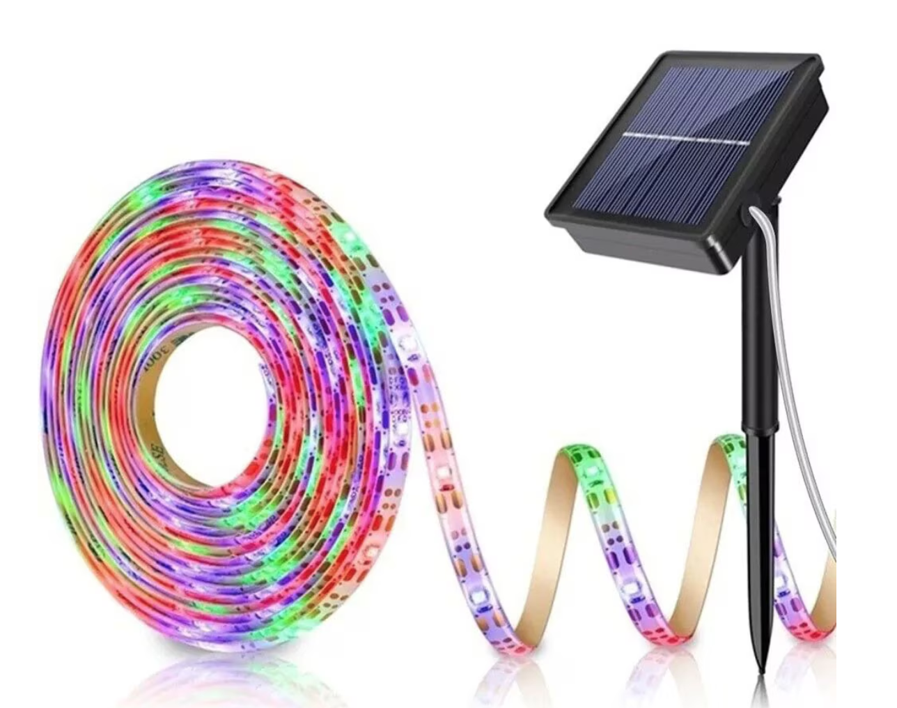 Banda LED multicolora Q ZD933 cu panou solar si telecomanda 5 metri