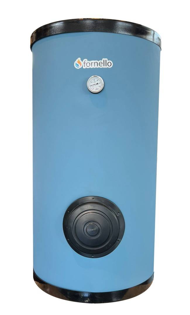 Boiler pentru pompa de caldura cu serpentina marita FORNELLO SOL HP 200 LT 1S montaj pe sol, izolatie termica, manta de protectie , flansa de vizitare