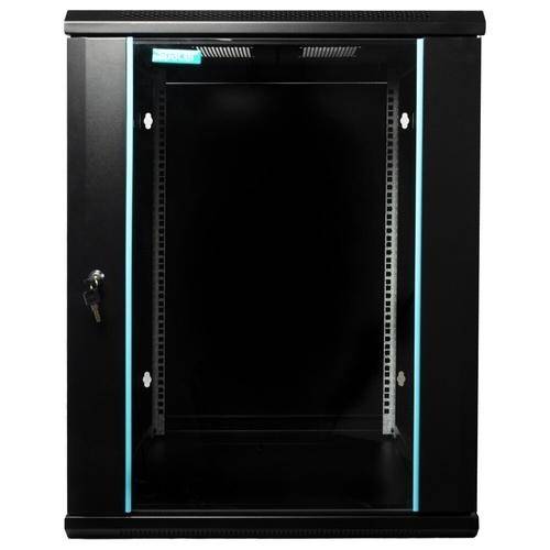 Cabinet 19″ SPACER 15U 600x600mm, fixare pe perete, Flatpack (dezasamblat), negru, usa sticla cu blocare, panouri detasabile, otel 1.5mm, sarcina maxima 60Kg