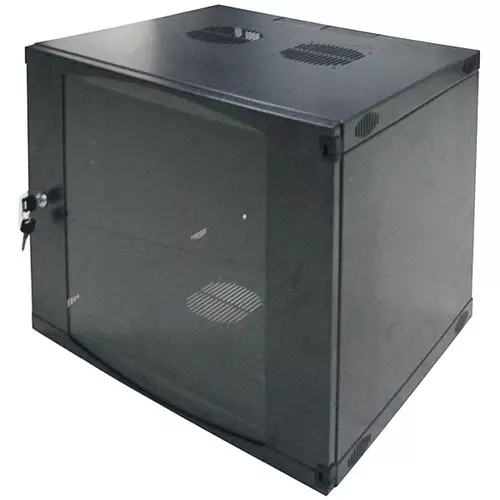 Cabinet 19inch LOGILINK 9U, fixare pe perete, Flatpack, usa sticla cu blocare, otel 1.2mm, sarcina maxima 30Kg