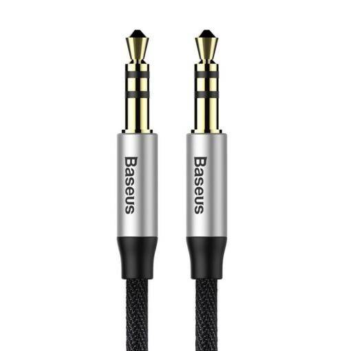 Cablu Audio Baseus Yiven CAM30-BS1, Jack 3.5mm - Jack 3.5mm, 1 m (Negru/Argintiu)