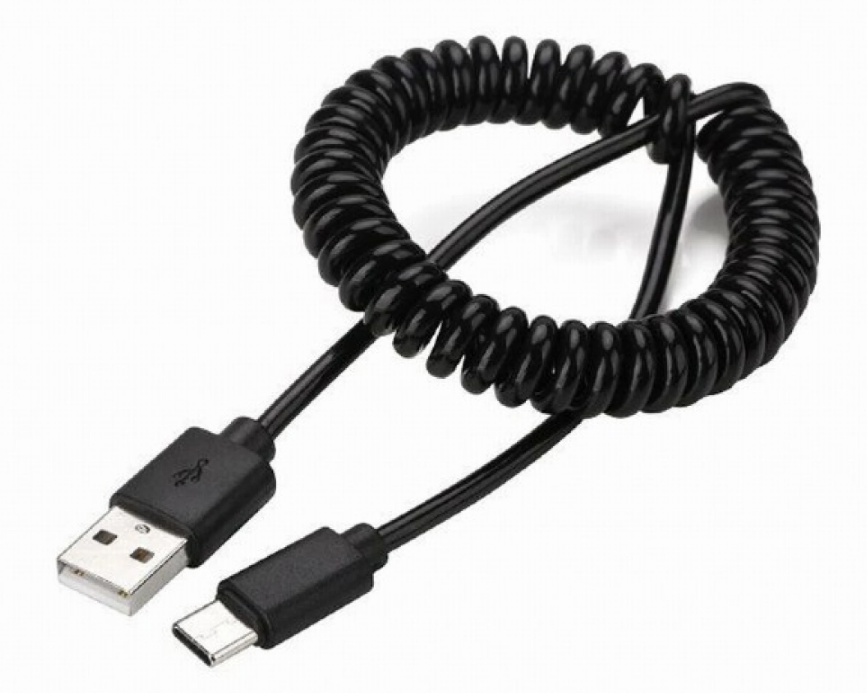 Cablu de date USB la USB type C spiralat negru