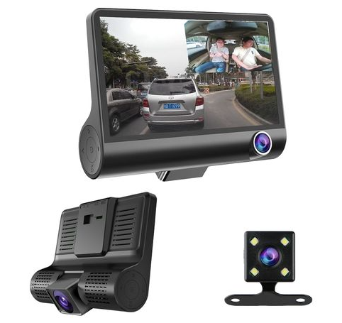 Camera auto tripla Full HD 3 camere fata/spate/interior ecran 4 inch G Senzor