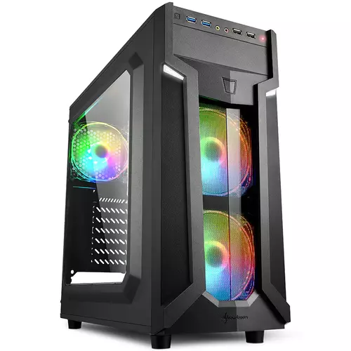 Carcasa Sharkoon VG6-W RGB, Mid-Tower, fara sursa, ATX, Negru