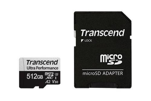 Card de memorie Transcend 340S, 512GB, microSDXC, UHS-I U3, V30, A2, Adaptor SD inclus