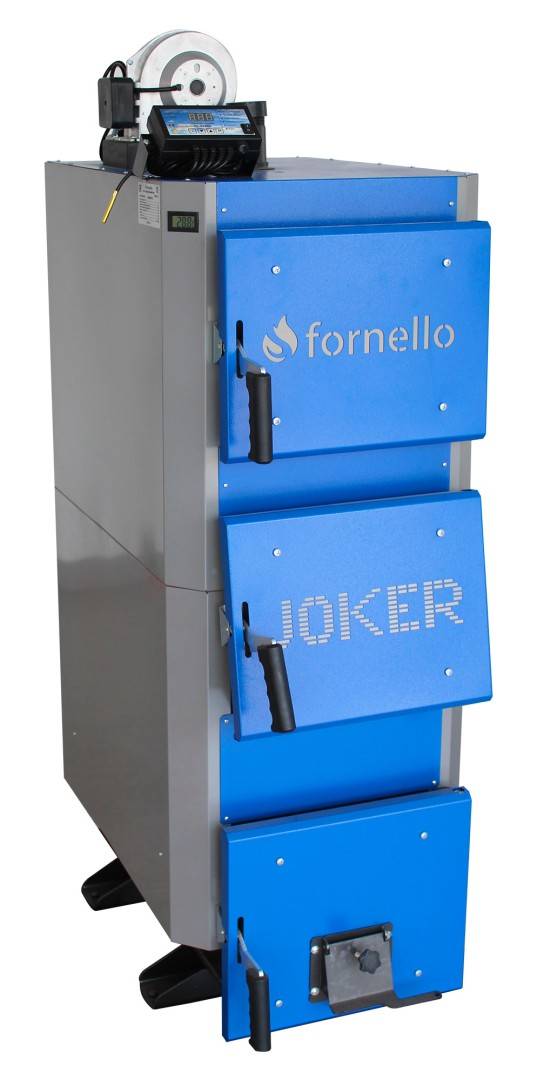 Cazan (centrala) pe combustibil solid, (lemn, carbune), Fornello JOKER 24 kW, cu Ventilator si Automatizare