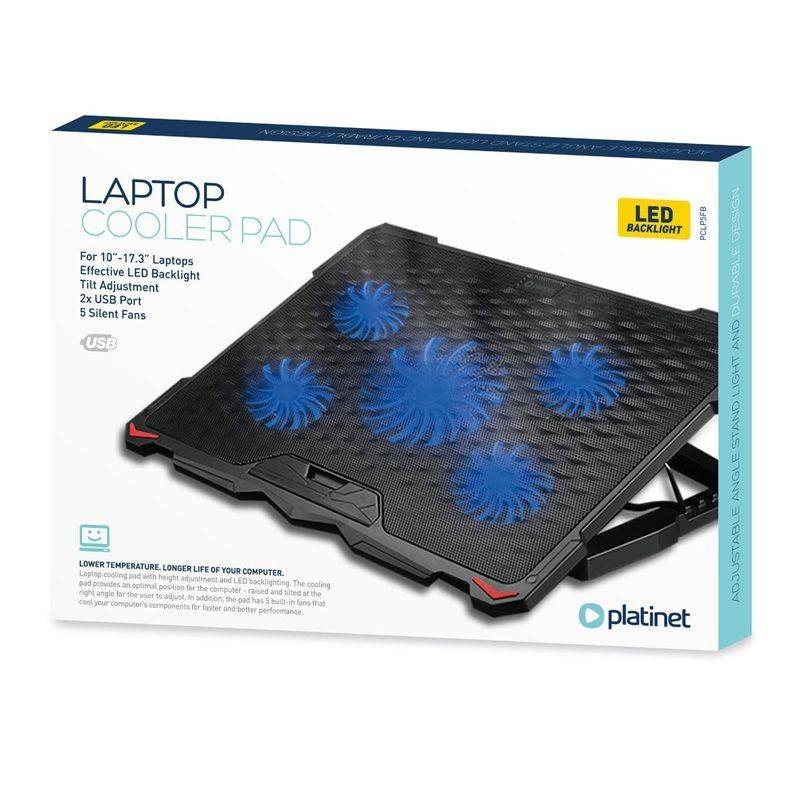 cooling pad laptop 5 fans 2 usb platinet