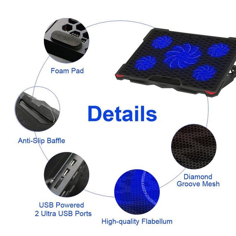 cooling pad laptop 5 fans 2 usb platinet