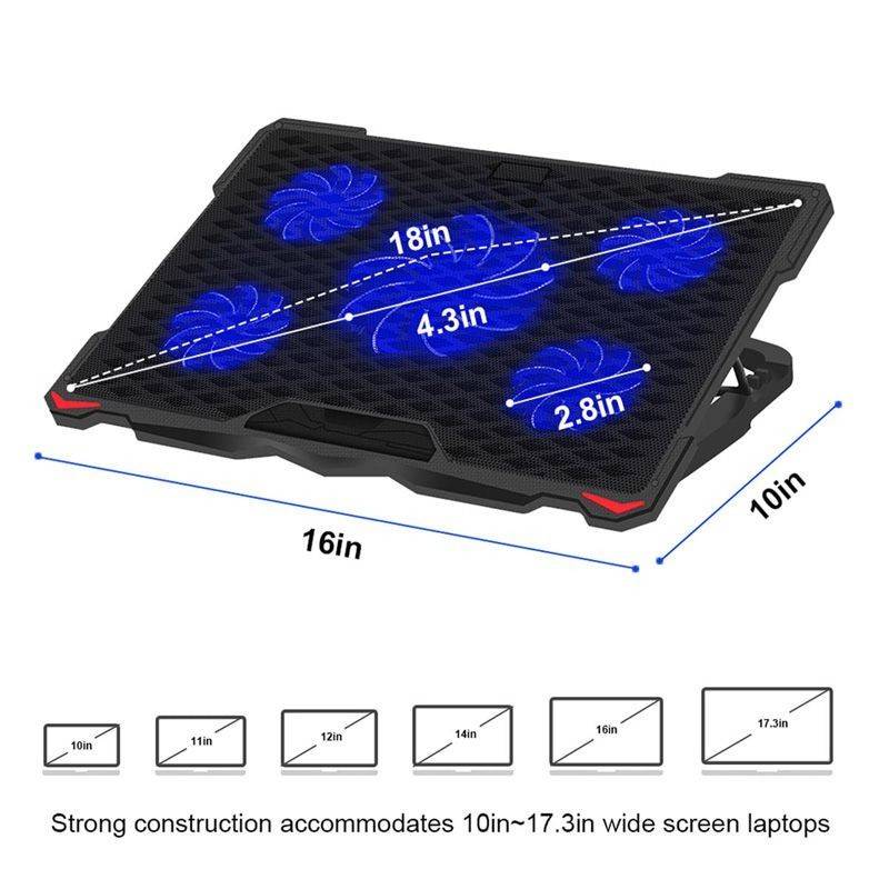 cooling pad laptop 5 fans 2 usb platinet