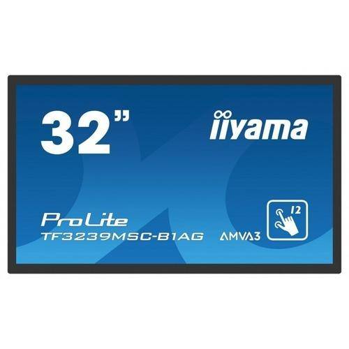 Display Profesional AMVA3 LED iiyama ProLite 31.5inch TF3239MSC-B1AG, Full HD (1920 x 1080), VGA, HDMI, DisplayPort, Touchscreen, IP54, Boxe (Negru)