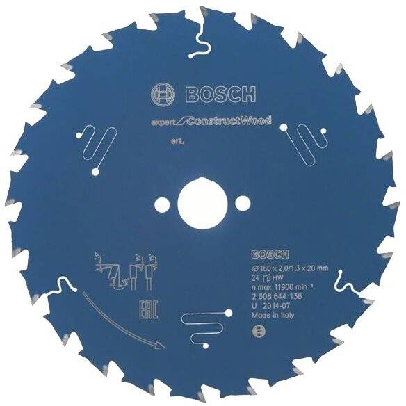 Expert for Construct Wood - Panza fierastrau circular, lemn cu cuie, 160x20x1.3 mm, 24 dinti 