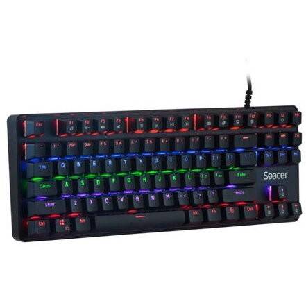 Gaming Mecanica SPKB-MK-IMMOR, switch-uri mecanice albastre, 87 taste, Black