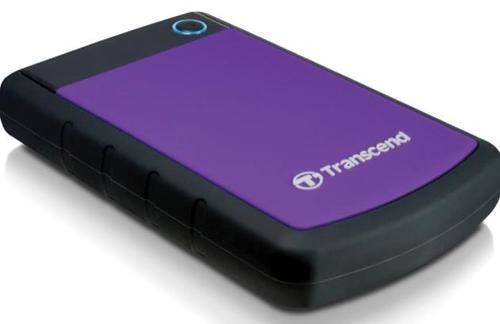 HDD Extern Transcend 25H3P, 2.5 inch, 2TB, USB 3.0, Protectie la soc (Negru/Violet)