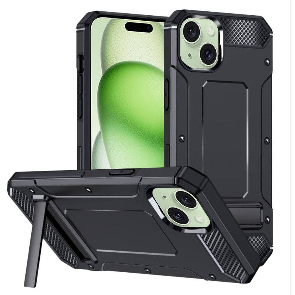 Husa pentru iPhone 15 Plus - Techsuit Hybrid Armor Kickstand - Black