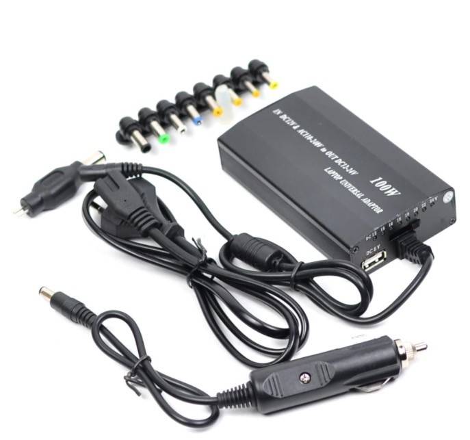 Incarcator Laptop Auto + Priza cu 8 MUFE Universale 12v / 220v AX