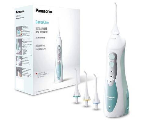 Irigator bucal Panasonic EW1313G845, Acumulator, 4 tipuri de ingrijire dentala cu jet de apa, 2 duze (Ortodontic si Normal) (Alb)