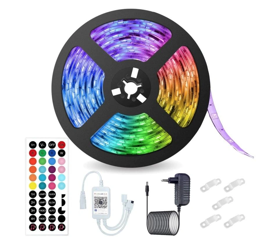 Kit Banda LED RGB Andowl Q T168 de 5 Metri Sincronizare Muzicala Bluetooth Controlul Aplicatie