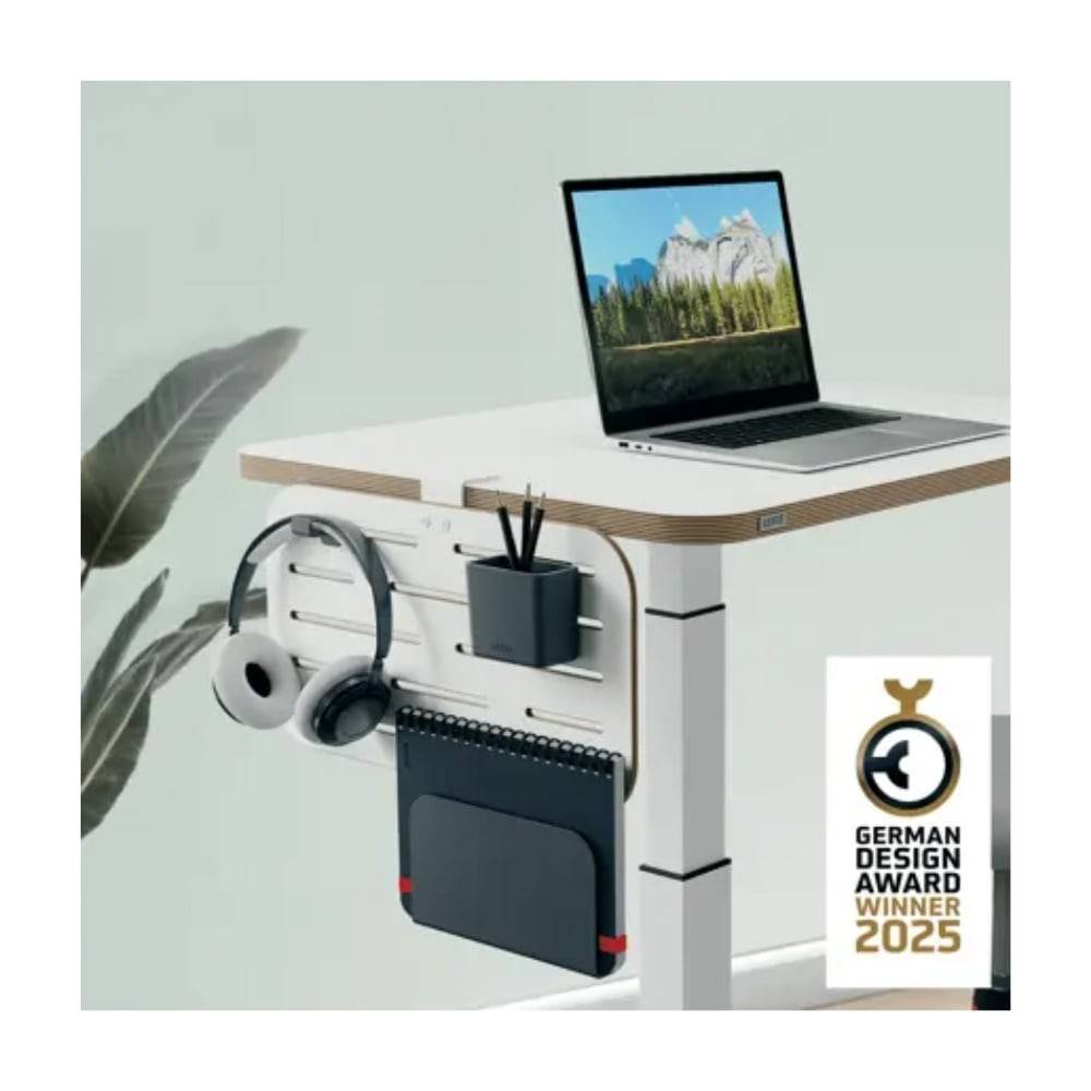 Kit organizator pentru birou Leitz Ergo, (max.3.5 cm), 42x25 cm, include 3 suporți pentru accesorii, alb