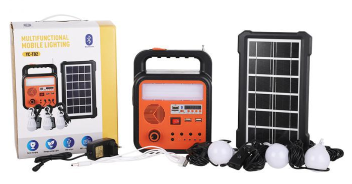 Kit solar YC-T02 cu lanterna si 3 becuri 