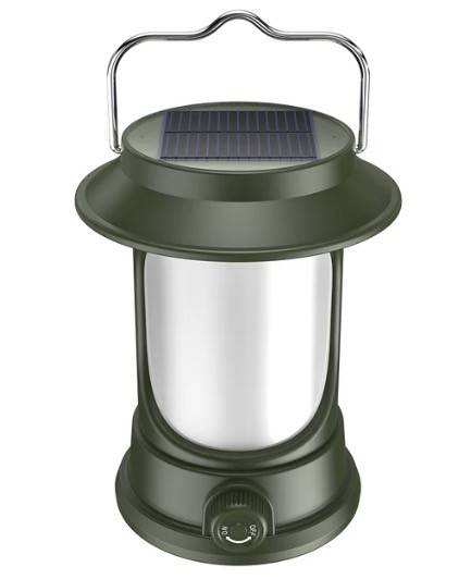 Lampa Solara Retro Camping LY17 Verde cu Maner Reincarcabila