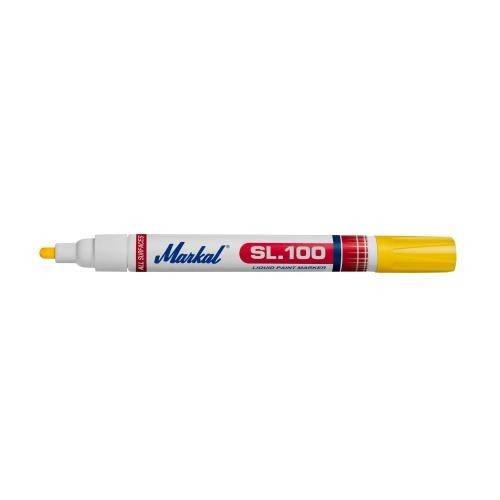 Marker permanent industrial cu vopsea MARKAL SL-100, galben, varf rotund 2 - 4 mm