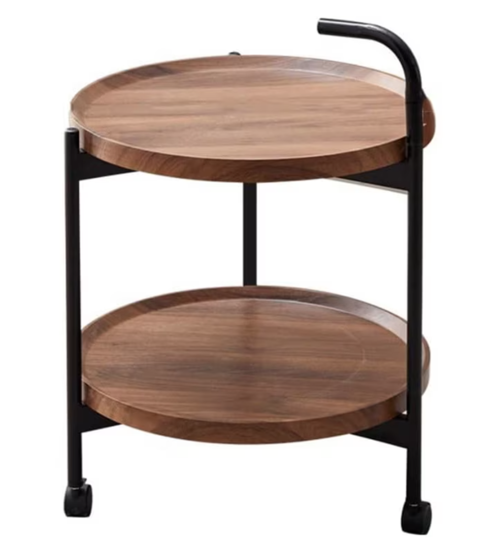 Masa rotunda de cafea pentru living cu roti design nordic 40 x 40 x 65cm