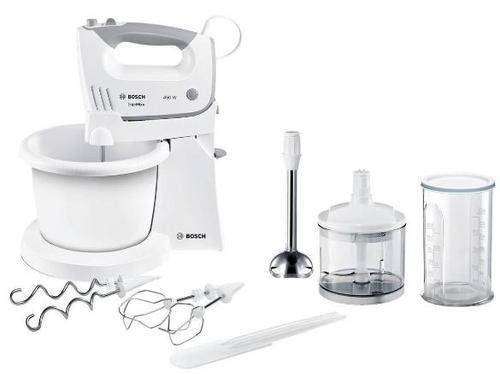 Mixer cu bol BOSCH MFQ36490 , 450W , 5 viteze , 7 accesorii (Alb/Gri)