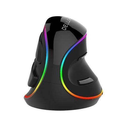 Mouse gaming vertical Delux M618 Plus, iluminare RGB, USB (Negru)