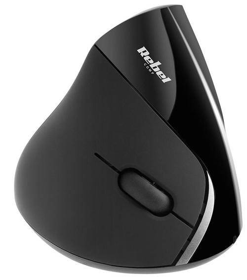 Mouse Vertical Wireless Rebel KOM1007, optic, 1600 Dpi (Negru)