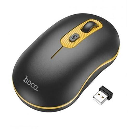 Mouse Wireless HOCO GM21, 1600 DPI (Negru/Galben)