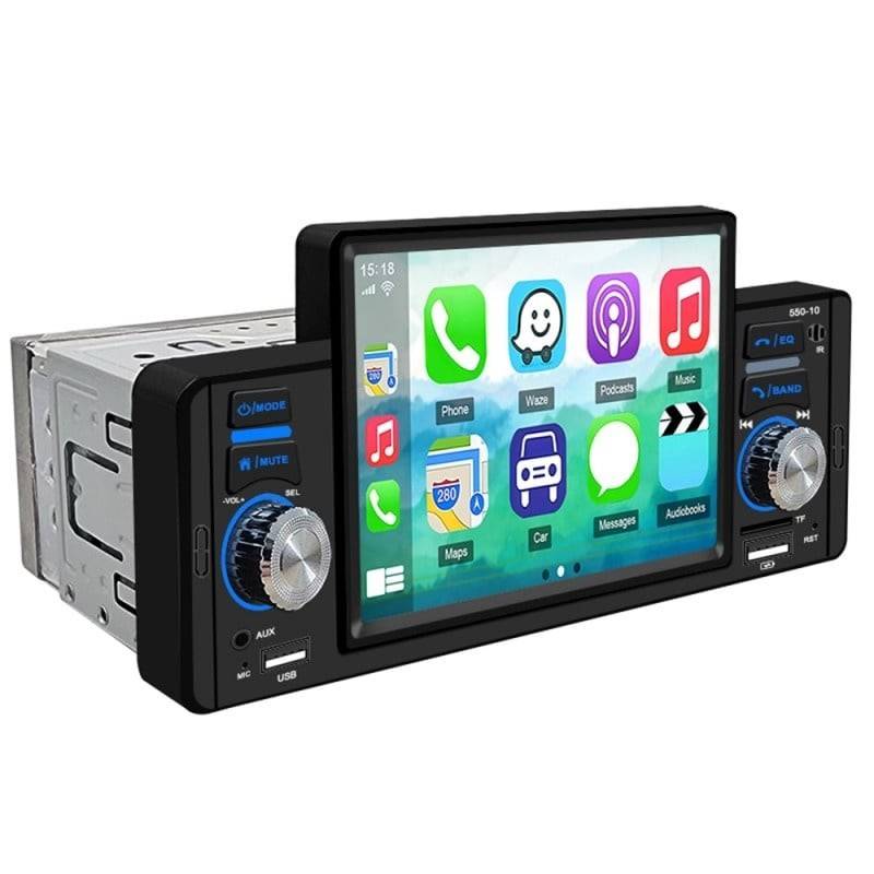 MP5 Player Auto Techstar® 5001, Ecran 5 inch, 1280x480P, Compatibil Apple Carplay/Android Auto, Bluetooth, Mirror Link, Card TF, USB, AUX, Negru