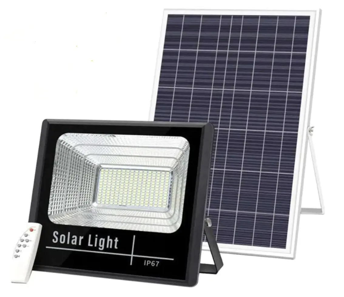 Proiector 100W LED DIMABIL cu Panou Solar INDIVIDUAL si Telecomanda 