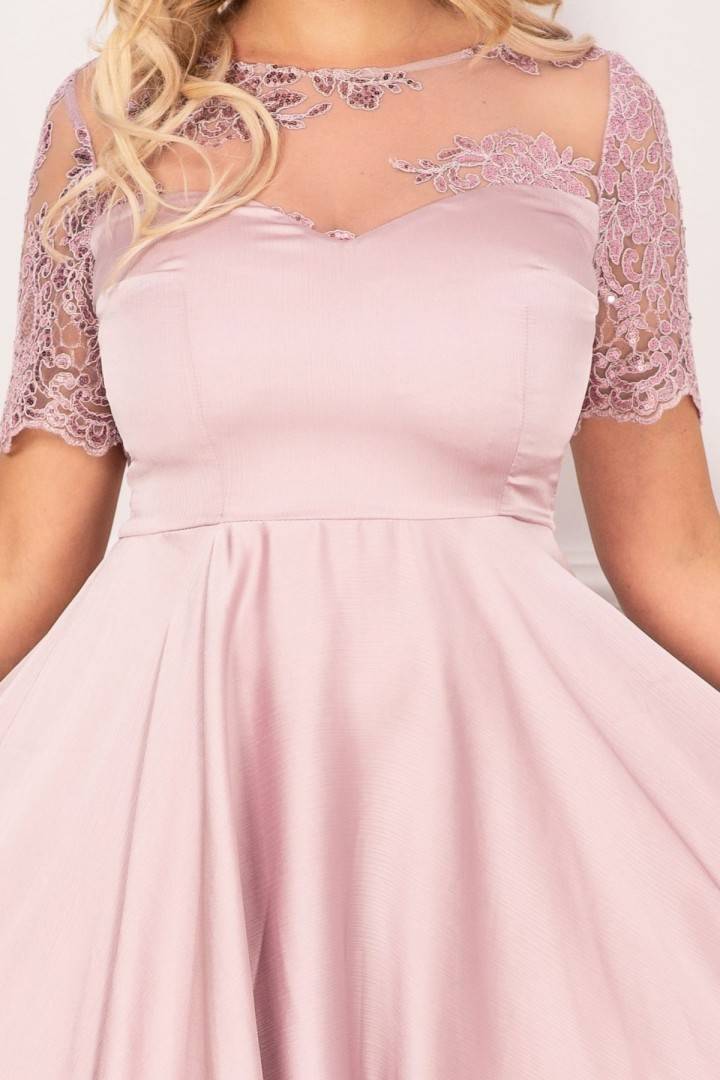 Rochie de seara rose asimetrica cu broderie si paiete