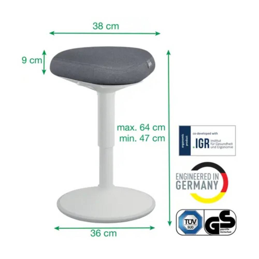 Scaun ergonomic Leitz Ergo, poziție șezut/ în picioare, înălțime reglabilă (57-82 cm), gri-pastel