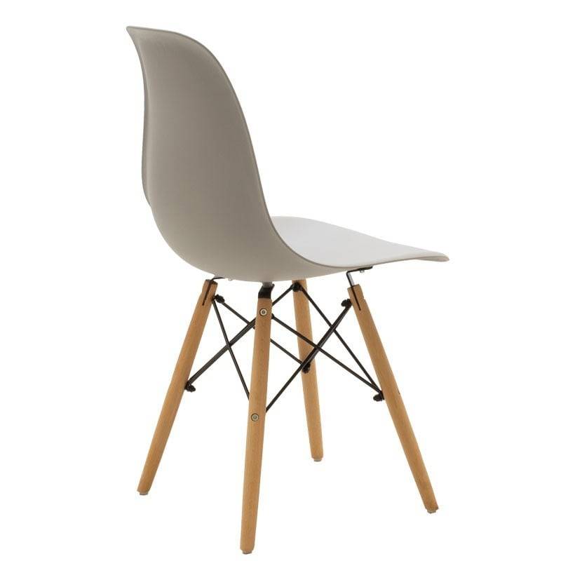 Scaun Julita plastic gri - picior culoare lemn natural 46x50x82cm