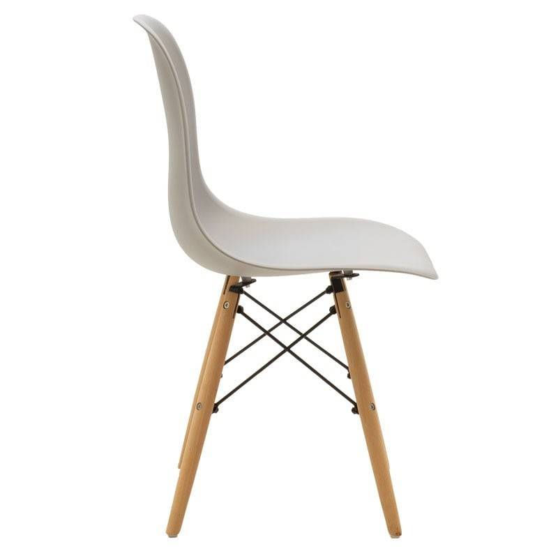 Scaun Julita plastic gri - picior culoare lemn natural 46x50x82cm