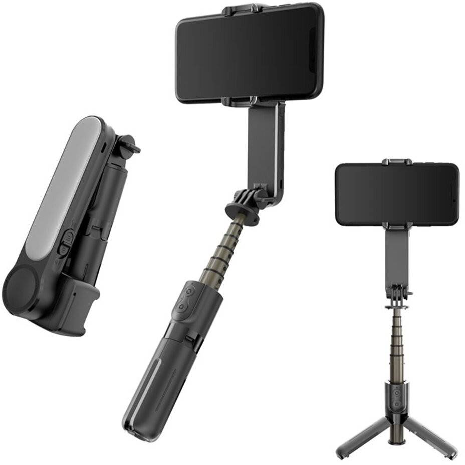 Selfie Stick Gimbal Stabil Bluetooth, 72cm - Techsuit Tripod Mount (L09) - Black