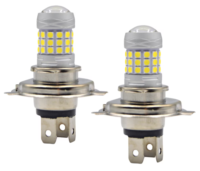 Set 2 becuri auto H4 cu 42 LED SMD 120W 6000k 12/80V doua faze lupa