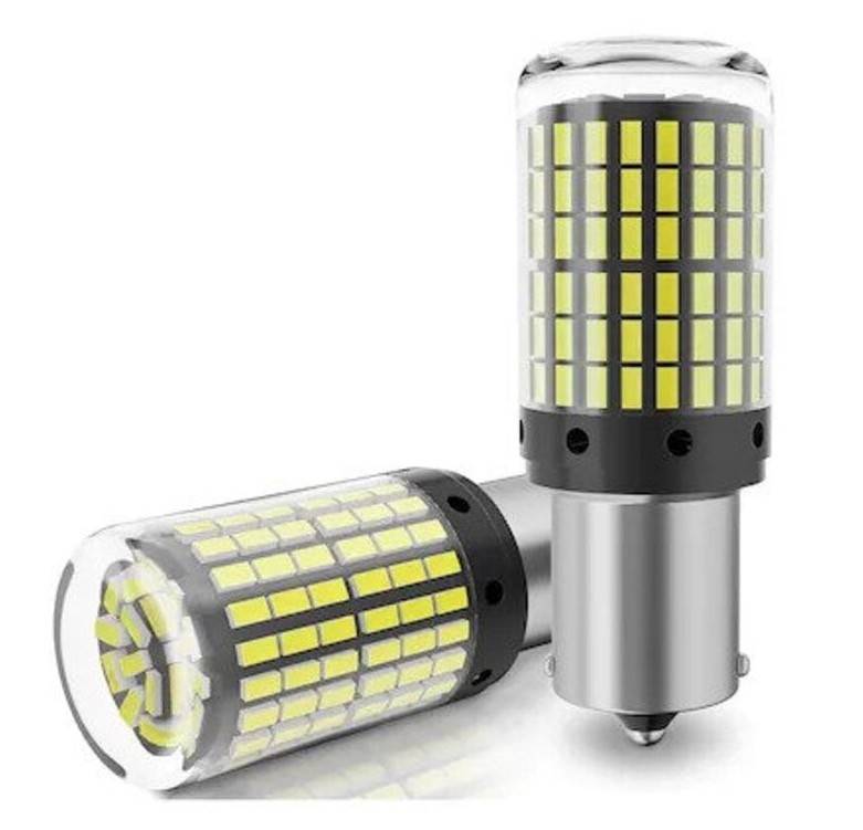 Set 2 Becuri LED Canbus 1156 Pozitie Galben BA15S P21W 144 LED-uri