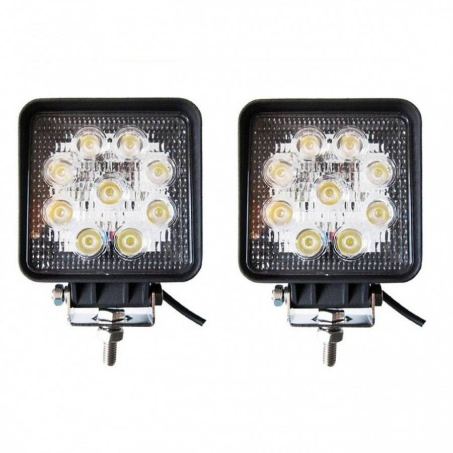 Set 2 Proiector Led Offroad 9 Led 27W Patrat Auto