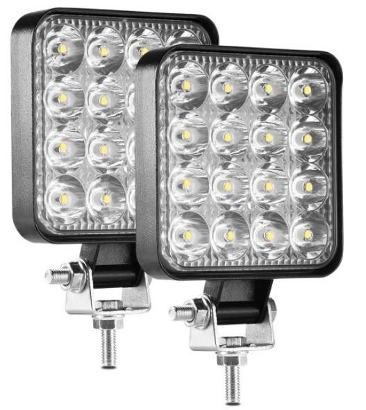 Set 2 Proiector PATRAT 16 led 12v-24v 48w lumina alba 6000k Slim