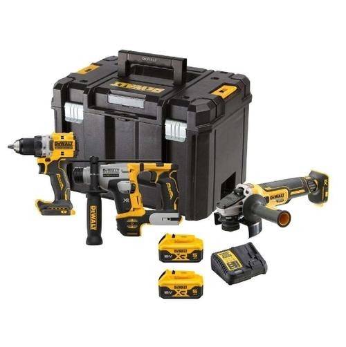 Set 3 scule DeWALT DCK355P2T-QW, 2 acumulatori li-ion, 18 V, 5.0 Ah, incarcator, valiza (Galben/Negru)