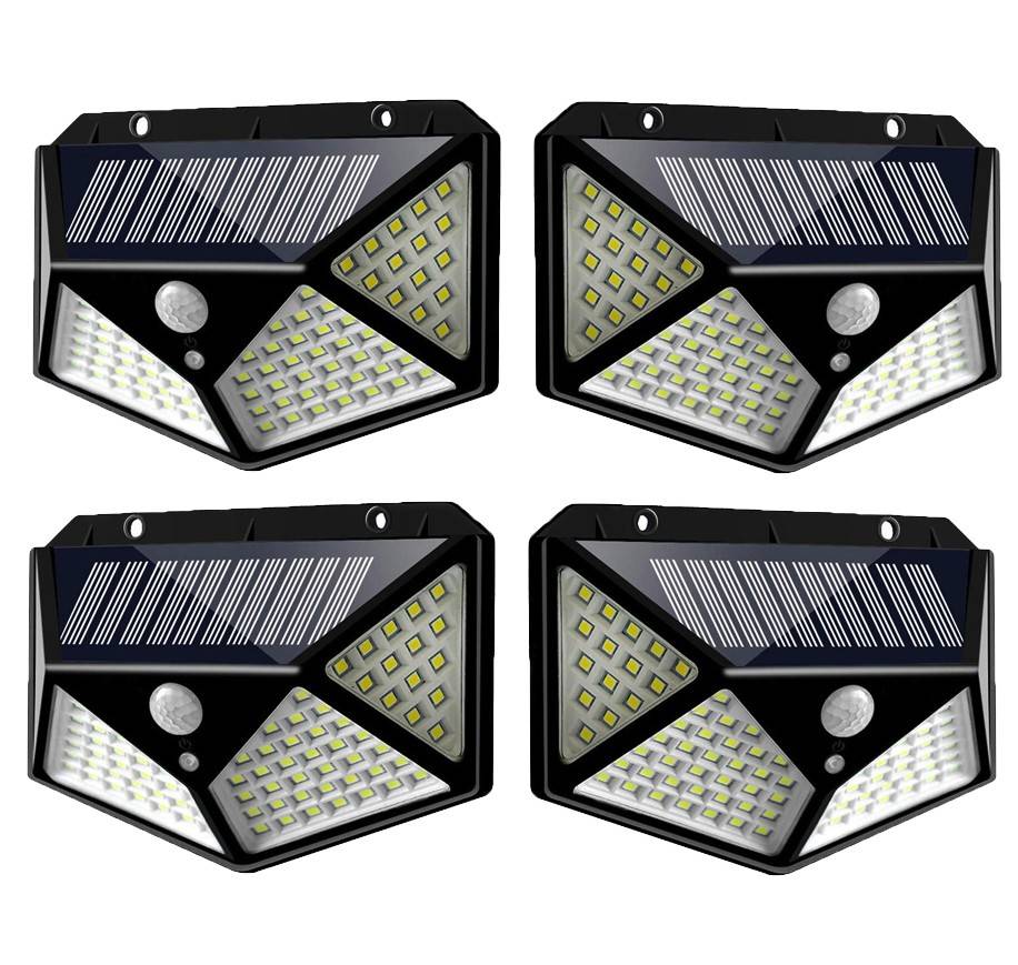 Set 4 Lampi ULTRA 100 LED Solare cu senzor de miscare si lumina 3 moduri ILUMINARE 