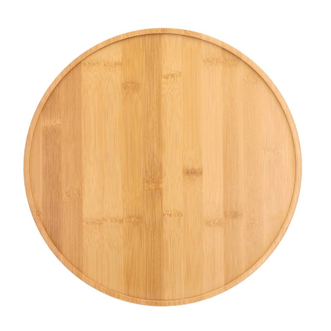 Set 5 boluri pentru servire cu suport Fincan, Homla, 30 cm, portelan/lemn, negru/natur