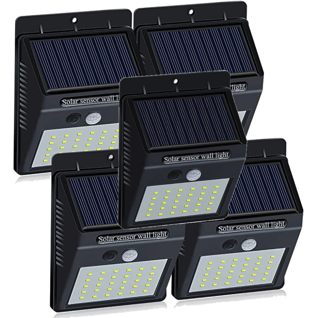 Set 5 Lampi Solare BRIGHT 30 LED cu Senzor de Miscare si Lumina 1 Mod ILUMINARE