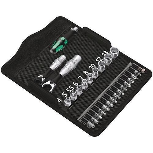 Set clichet Zyklop Mini 2 cu tubulare si biti, 1/4inch, 27 de piese, Wera