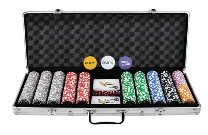 Set Joc de Poker cu 500 Jetoane si Valiza Aluminiu + Accesorii Complete