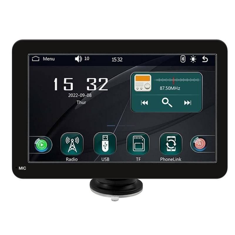 Sistem Multimedia Techstar® Apple Carplay/Android 7096, Ecran Tactil, 7 Inch 1024x600 HD IPS, Bluetooth, Mirror Link, Card TF, USB, AUX, Negru