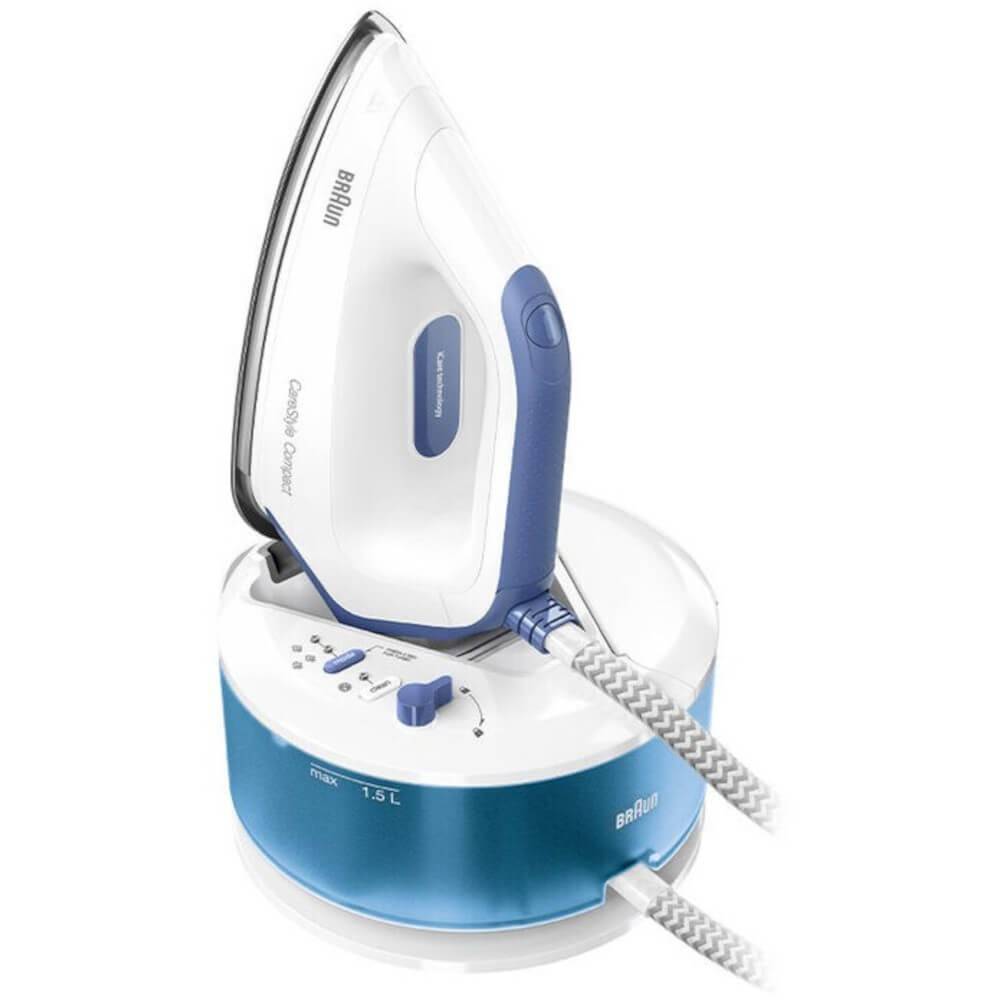 Statie de calcat Braun Carestyle IS2143BL, 2400 W, 6 bar, Talpa FreeGlide 3D, Alb/Albastru